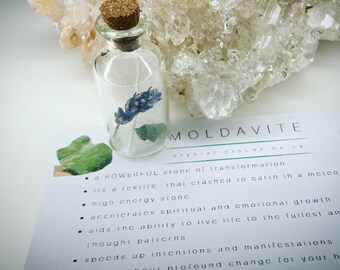 AUTHENTIC MOLDAVITE in a bottle , meteorite, meteorite crystal, moldavite , czech moldavite, crystal gift, manifestation