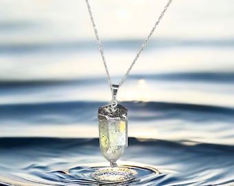 Aura Quartz Necklace, sterling silver, silver chain, dainty necklace, crystal necklace, master healer crystal,