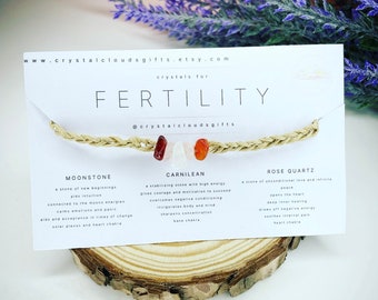 Fertility Crystal Gemstone bracelet or anklet, crystal bracelet, IVF support, Hand made adjustable bracelet with ethically sourced crystals