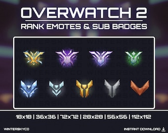 NEW - Overwatch 2 Rank Emotes & Sub Badges - Twitch Badge/Emote Sub/Bit for Streaming | Twitch