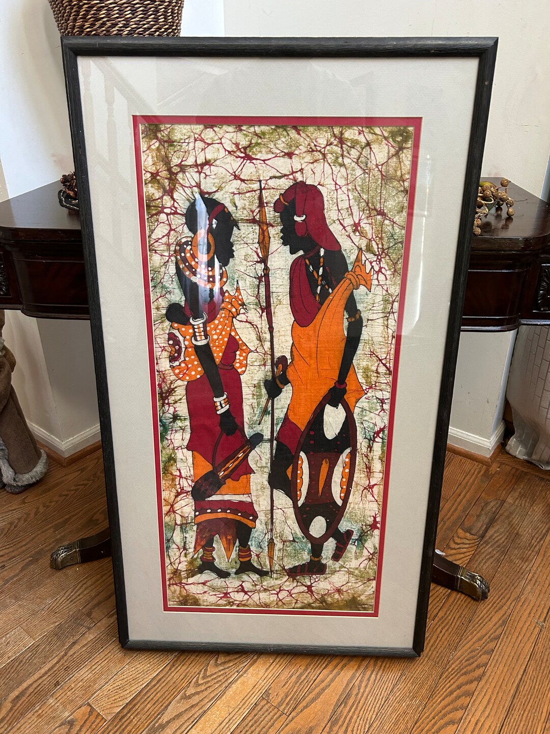 Framed African Art Maasai Tribe Fabric Painting African Man Etsy