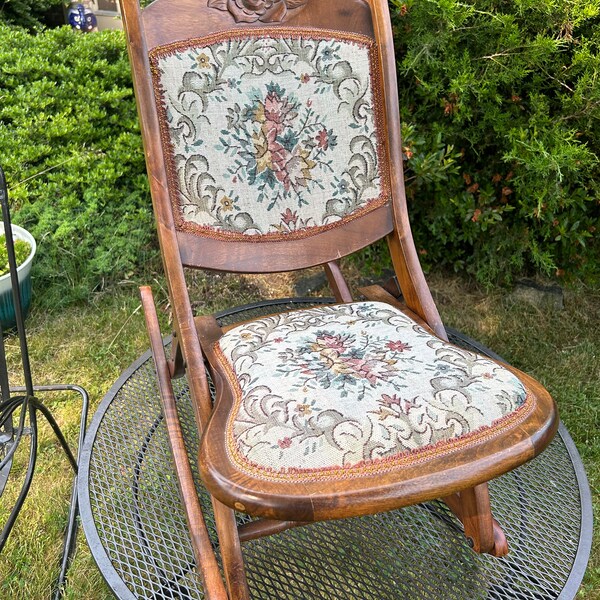 Folding Antique Rocker Chair Etsy