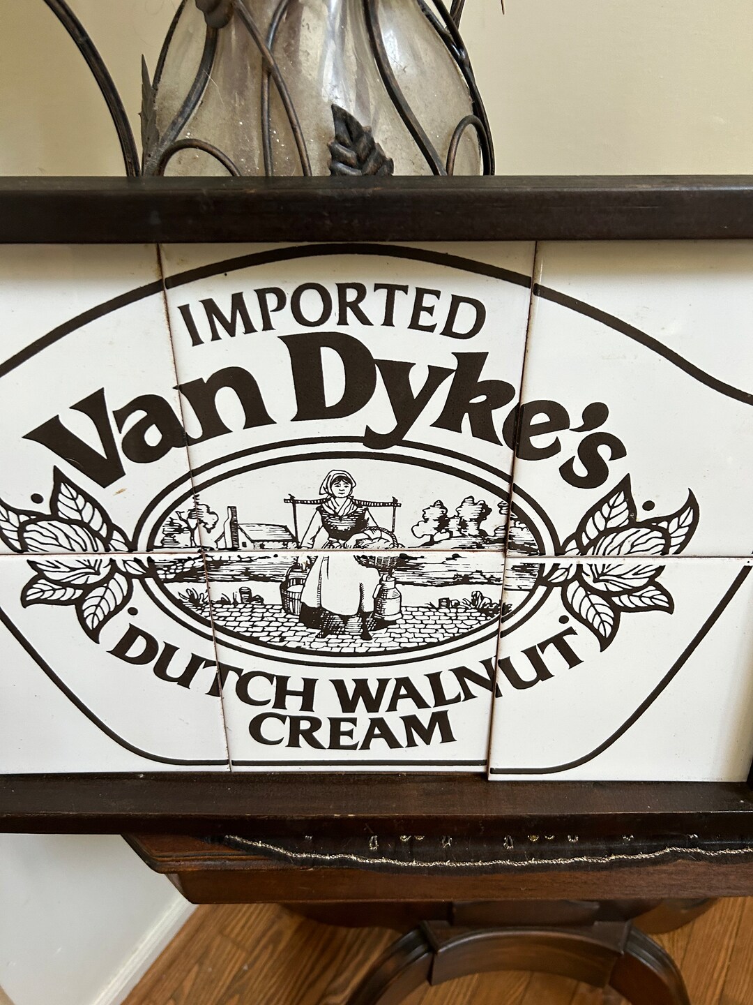 Vintage Van Dykes Dutch Walnut Cream Whiskey Tile Sign Etsy