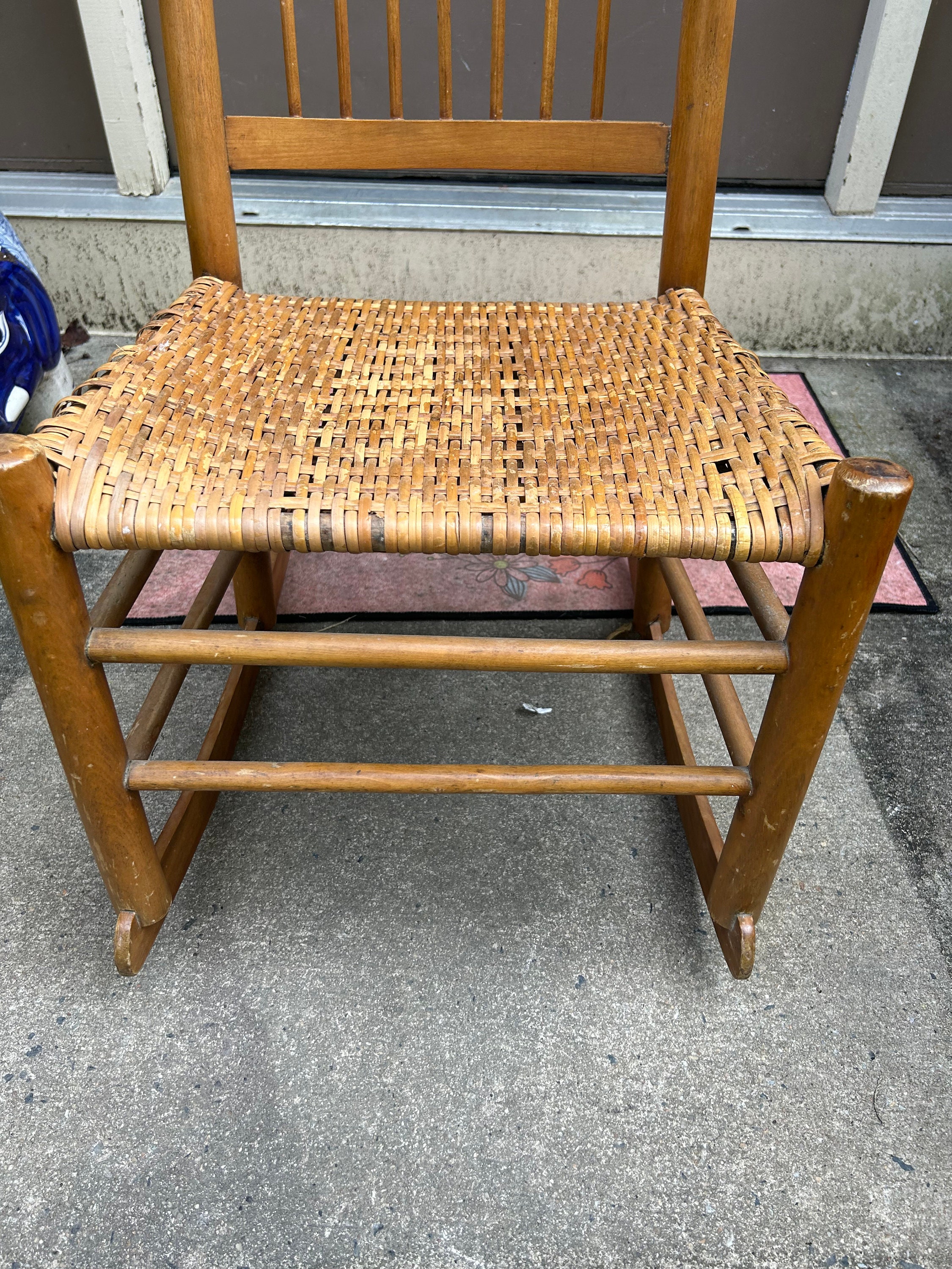 Vintage Childs Wicker Seat Rocking Chair - Etsy
