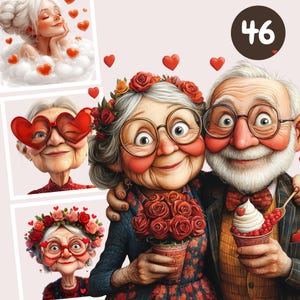 Regalo di San Valentino eccentrico per la nonna, arte digitale divertente della nonna, grafica stampabile di San Valentino, illustrazione umoristica della nonna, sublimazione