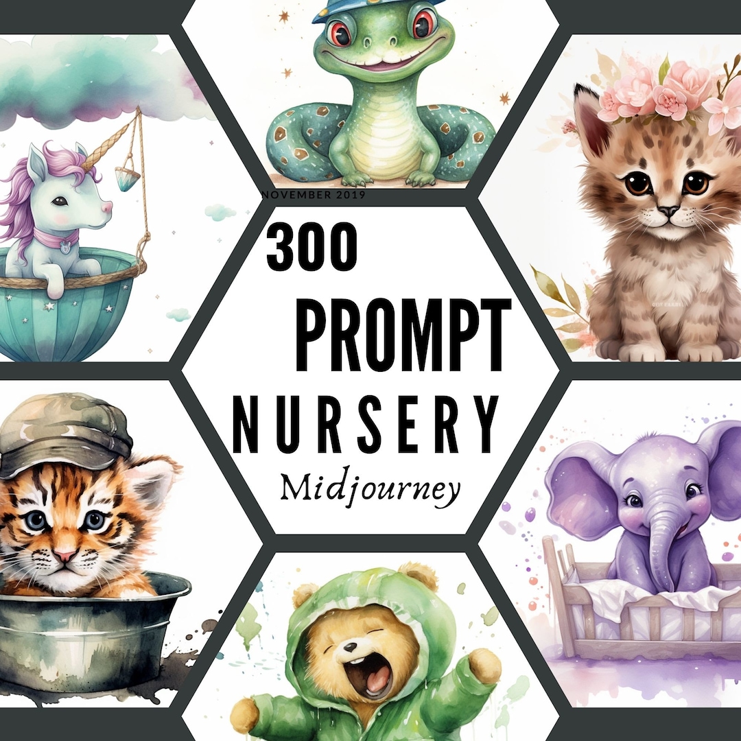 300 Nursery Watercolor Motifs Midjourney Prompts | Baby Room | Baby ...