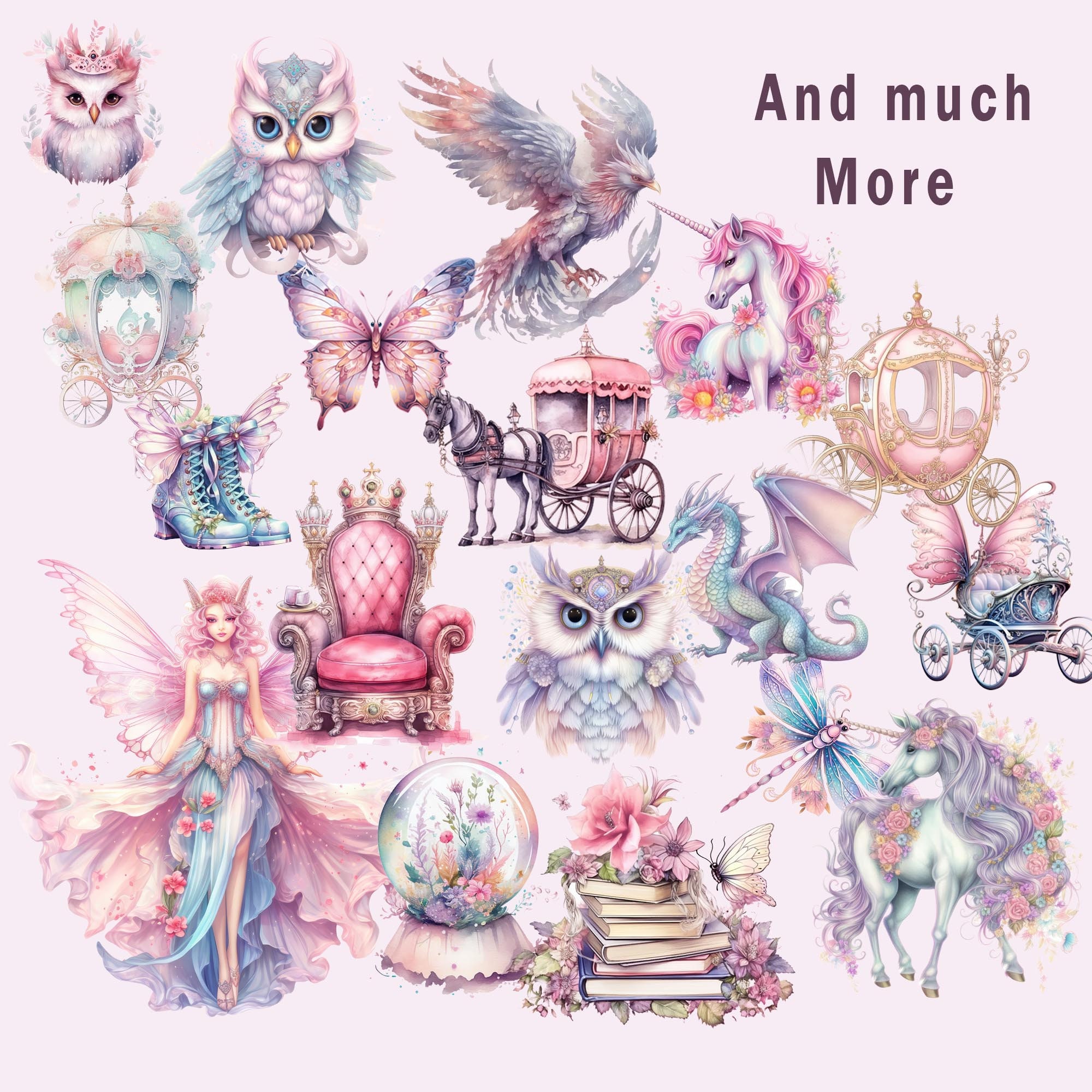 35 Watercolour Pastel Fairytale Clipart - Fantasy PNG Digital Image ...