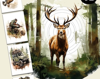 Hunting Clipart Bundle Set | Deer, Duck and Target | Transparent PNG | DIY Sublimations |  Commercial Use