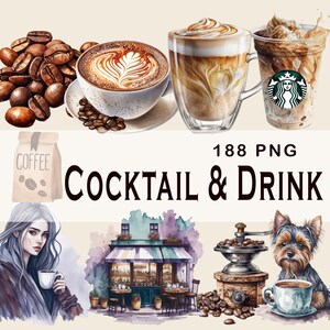 コーヒードリーム水彩画クリップアート - 朝食とエスプレッソカートPNGダウンロード（商用利用可）