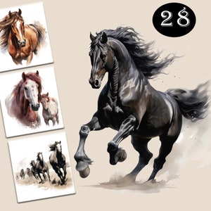 28 Wild Horses Clipart, High Quality PNG, Galopping Horse,   Instant Digital Download- Card Making, Horse Clipart - Commercial use