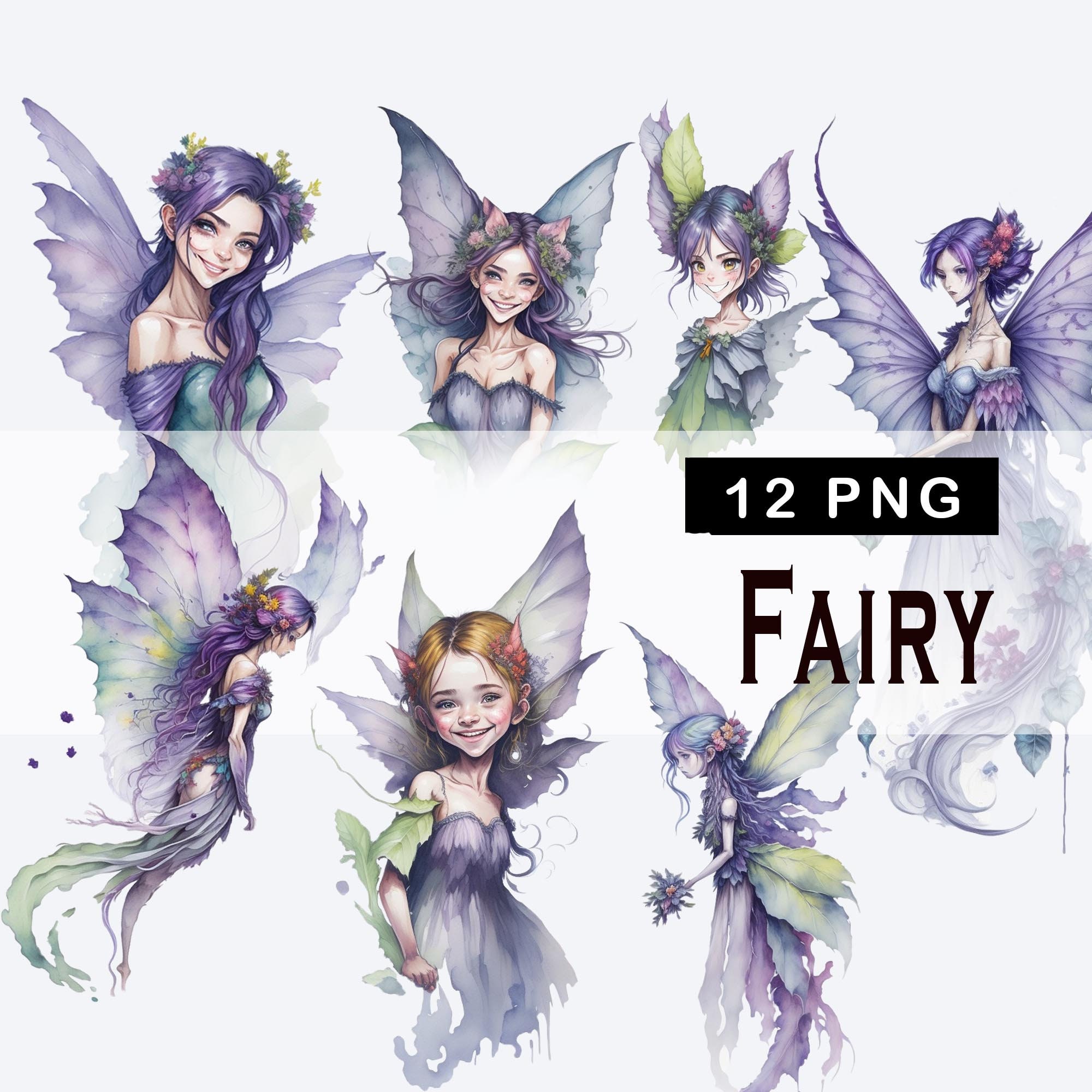 Watercolour Fairy Clipart, fairies bundle, Fantasy clipart, Downloads for Card Making, Scrapbook, Junk Journal, Paper Crafts