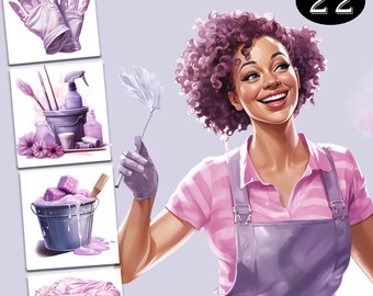 22 Cleaning Girl Clipart, Watercolor Cleaning Clipart, Planner Girl Clipart, Spring house Clipart, Cleaning Woman Clip Art, Laundry Clipart