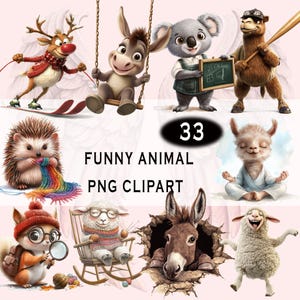 Schrullig verrückte lustige Tiere PNG Clipart Wunderliche Kuh Schwein Ziege Schaf Tiere Sublimation Clip Art Huhn Whimsy Grafiken Dumme Illustration