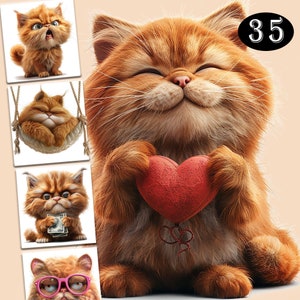 38 Grumpy Cat Clipart, Adorable grumpy cat lover Cat Clipart: Instant Download PNG for Crafts , Cat Lovers Delight. Funny Cat
