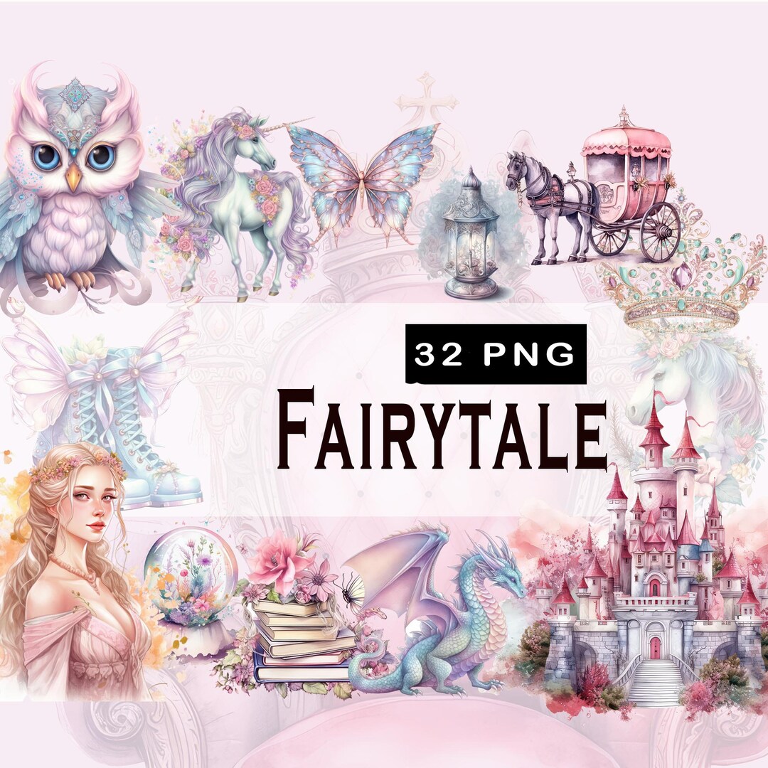 35 Watercolour Pastel Fairytale Clipart - Fantasy PNG Digital Image ...