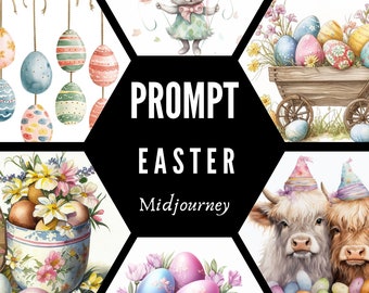 Midjourney Prompt Easter Watercolor Clipart Customizable PNG Easter Prompt AI Art Midjourney Guide Best Midjourney Prompts Easter Clipart