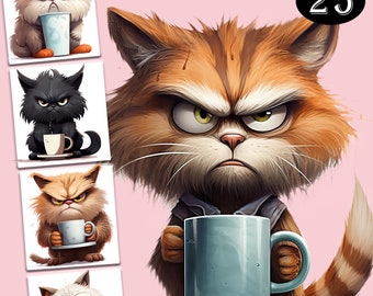 Grumpy Cats clipart Grumpy Cat PNG Clipart Bundle, Coffee Clipart, Funny Animal Png T shirt PNG Mug PNG Funny Cat png Cats Clipart Bundle