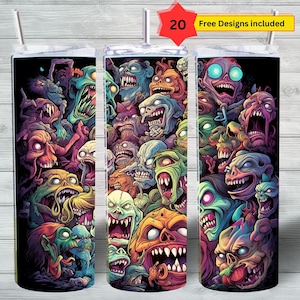 Monster Tumbler- Spring Tumbler - 20oz Skinny Tumbler Sublimation Design- Tumbler Wrap- Digital Download- PNG-