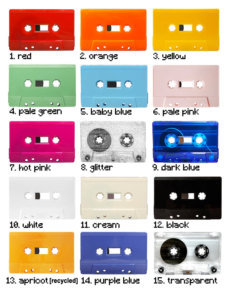 Custom Mixtape Cassettes Personalised Audio Cassettes with Custom Artwork Options & Multiple Colour Choices 60 min length image 2