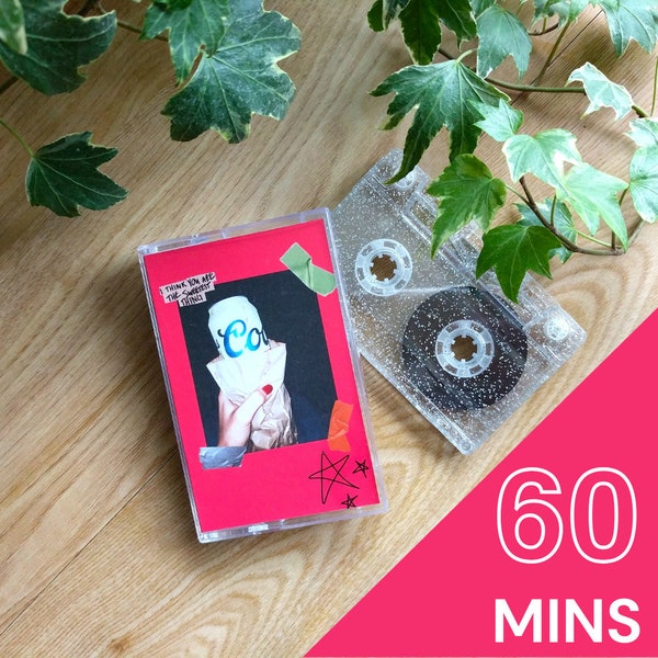 Cassettes Mixtape personnalisées - Cassettes audio personnalisées avec options d'illustrations personnalisées et choix de couleurs multiples - Durée de 60 min