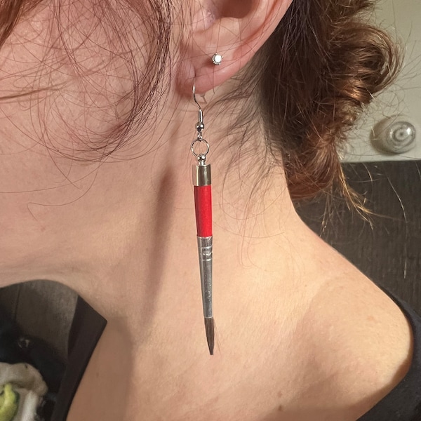 Handmade and Upcycled paintbrush earrings! Unique earrings for artists, art lovers, teachers and all fun earring collectors!