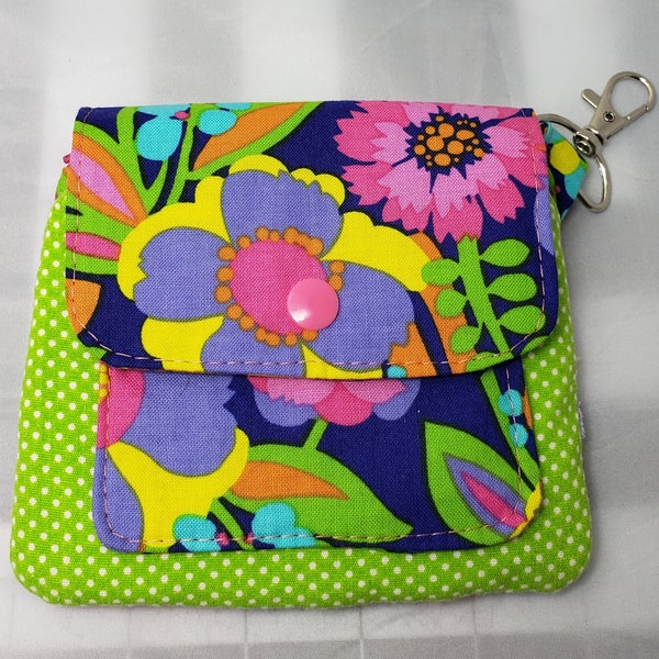 Cute Hand Sewn Small Fabric Wallet with Coin Purse and ID Holder