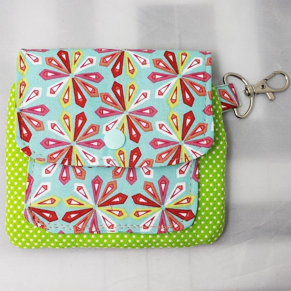 Cute Hand Sewn Small Fabric Wallet with Coin Purse and ID Holder