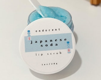 Ramune Lip Scrub -Japanese Soda Flavored Sugar Lip Scrub Made with all Natural Ingredients and Flavor Oil, Gift for Bubble Tea Lovers,