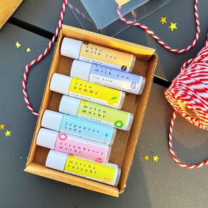 Boba Lip Balm Gift Set ll Taro Lip Balm, Ramune Soda,  White Rabbit Lip Balm, Thai Tea Lip Balm, Boba Lip Balm, Bubble Gum Lip Balm
