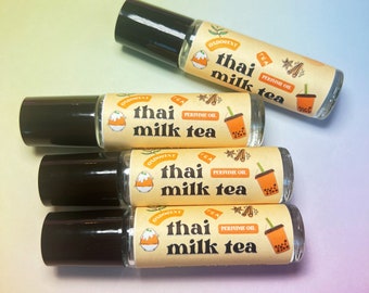 Thai Tea Perfume Oil Roll On - Thai Milk Tea Fragrance Perfume, Travel Sized Roll On, Thai Milk Tea Scent Roll On, Gourmand Perfume