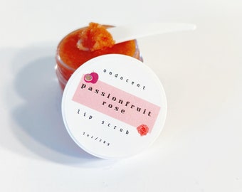 Passionfruit Rose Lip Scrub - Made with all Natural Ingredients and Flavor Oil  ,Lip Treatment for Chapped and Dry Lips