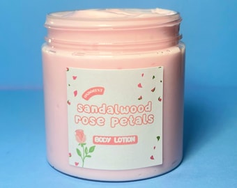 Sandalwood Rose Petals Lotion - Sandalwood Rose Body Lotion, Rose Body Butter, Rose Body Cream, Rose Body Yogurt, NonGreasy Rose Body Lotion