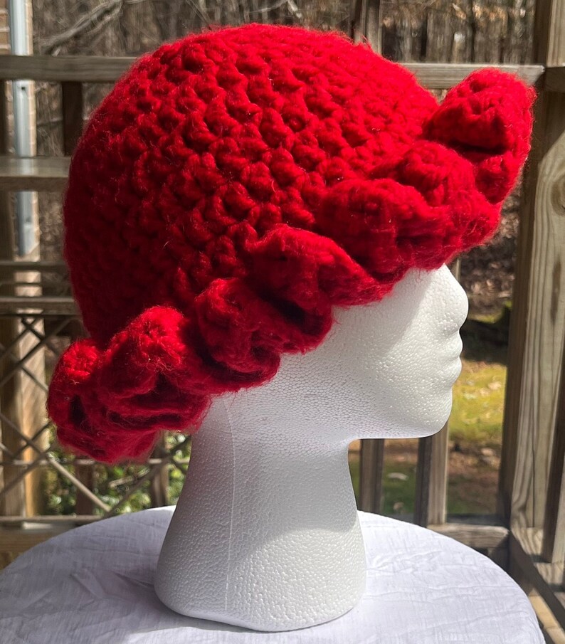Hat Ruffles Red Ruffle Crochet Hat - Etsy