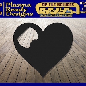 Abridor de coração - SVG/DXF - Download digital - Laser CNC Plasma Waterjet - Coração Dxf - Coração Svg