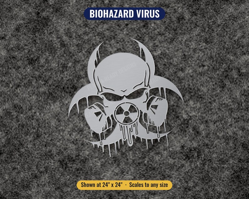 Biohazardvirus-klippfil SVG DXF – Garage Metal Art, CNC-plasmalaser (digital nedladdning) bild 4