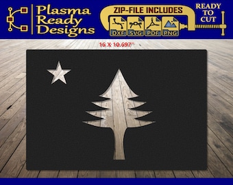 Maine State Flag 1901 - SVG/DXF - Digital Download - Laser CNC Plasma Waterjet -Maine 1901 Flag Dxf - 1901 Maine Flag Svg