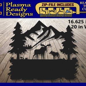 Moose In Woods House Number Plaque - SVG/DXF - Digital Download - Laser CNC Plasma Waterjet - House Number Dxf - Moose Plaque Svg