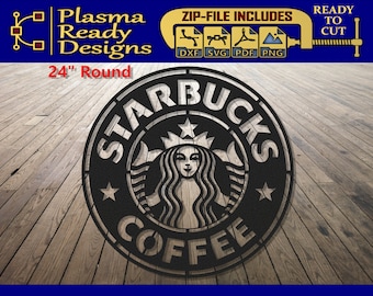 Starbucks Sign - SVG/DXF - Digital Download - Laser CNC Plasma Waterjet -Starbucks Sign Dxf -Starbucks Sign Svg