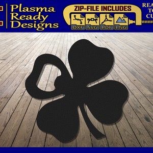 Abridor de botellas de trébol de 4 hojas - SVG/DXF - Descarga digital - Chorro de agua de plasma CNC láser - Trébol de 4 hojas Dxf - Trébol de 4 hojas Svg