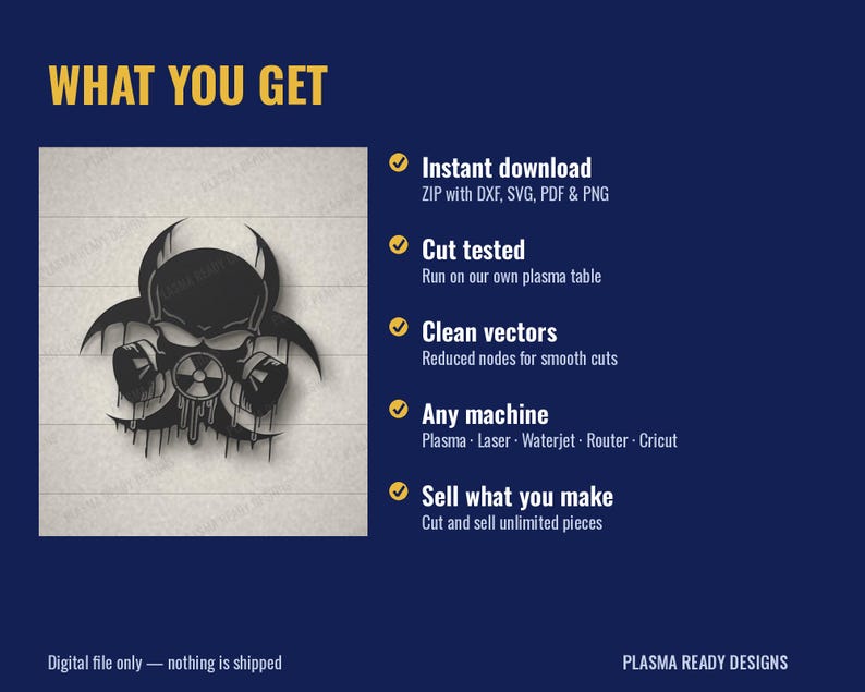 Biohazardvirus-klippfil SVG DXF – Garage Metal Art, CNC-plasmalaser (digital nedladdning) bild 5