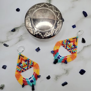 Xochiquetzal- handmade beaded dangle earrings