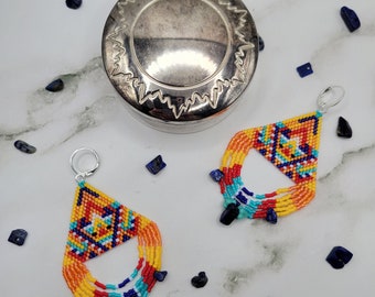 Xochiquetzal- handmade beaded dangle earrings