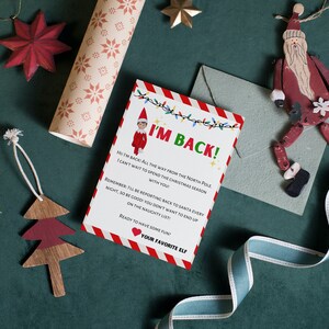 Elfo estou de volta carta | Carta de Elfo na Prateleira para Impressão | Elf is Back Carta para crianças