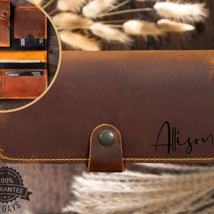 Cuero personalizado cartera larga mujer cartera chequera cartera cuero chequera cubierta, sobre en efectivo, cartera larga, cartera mujeres lindas