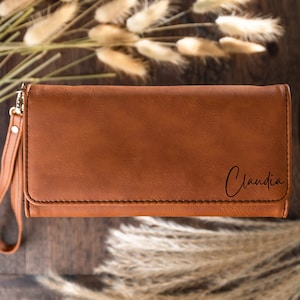 Cartera de mujer vegana elegante, cartera de sobre de efectivo para mujeres, cuero vegano, cartera grabada, cartera linda, cartera mujeres lindas, regalos de dama de honor