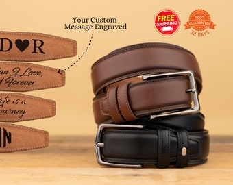 Custom Leather Belt, Mens Leather Belt, Boyfriend Gift,  Fiance Gift for Him, Groomsmen Belt, Engraved Leather Belt, Full Grain Leather Belt