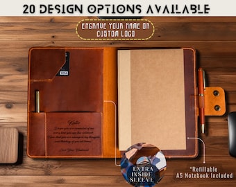 Personalized Leather Journal, a5 Leather Cover, Leather Folder, Leadership Gifts, Corporate Gifts for Clients, a5 Planner Cover, a5 Binder