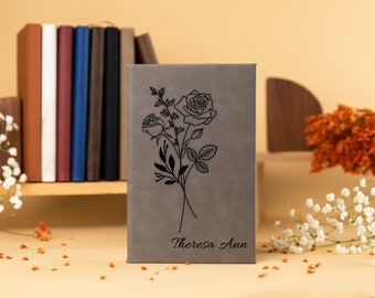 Birth Month Flower, Travel journal, Reading Journal, Creative Personalized Gifts, Physician Assistant, Custom Notebook, 6th Anniversary Gift