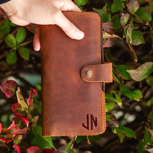 Cartera de cuero para mujer, billetera larga, billetera personalizada, billetera de cuero de vaca, billetera grabada, billetera linda, billetera linda para mujeres, regalos de dama de honor