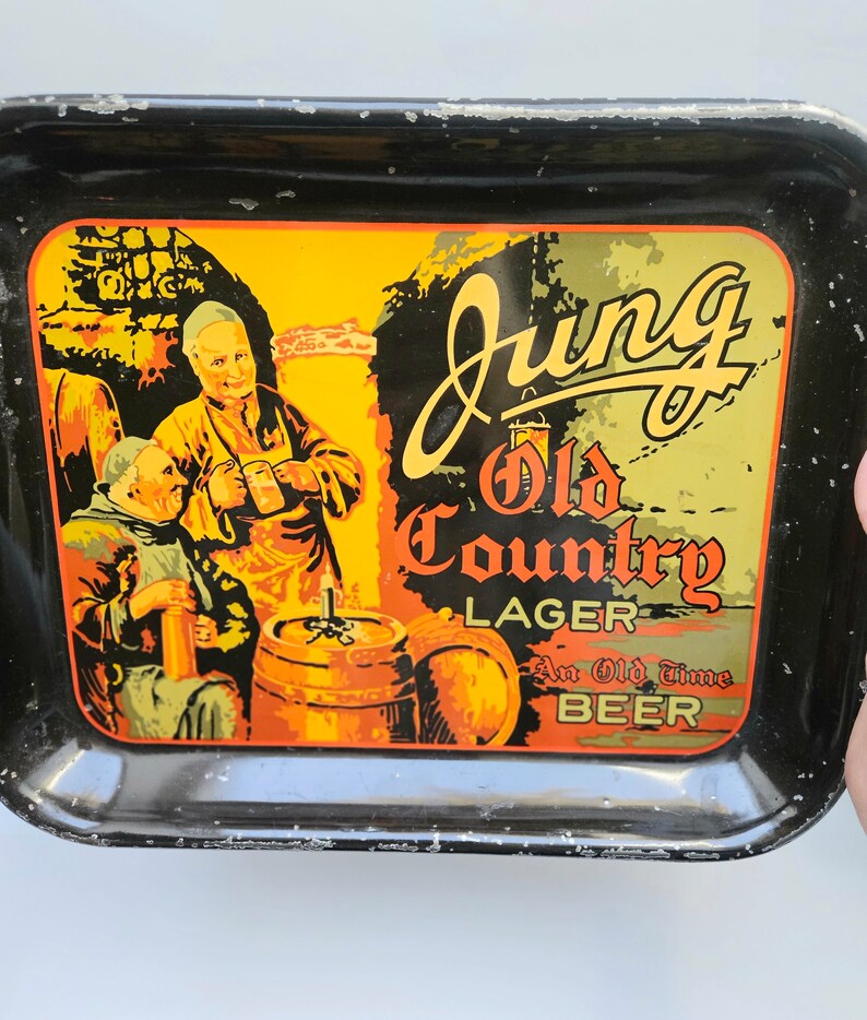 Vintage Jung Old Country Lager Beer Tray, Wm. G. Jung Brewing Company